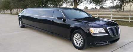 black Super Stretch Chrysler C300 Limo front view